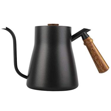 Imagem de Chaleira Gooseneck de aço inoxidável de 850 ml com cabo de madeira Aparelhos de café, chá e expresso (sem termômetro externo)