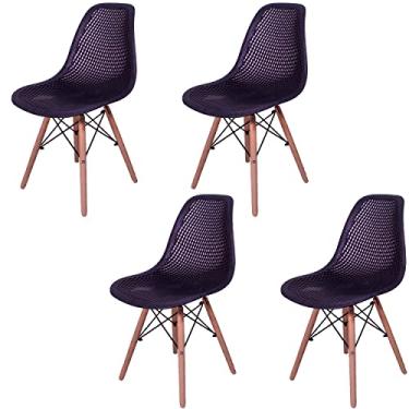 Imagem de Kit 4 Cadeiras Design Charles Eames Eiffel Furadinha Cor:Preta