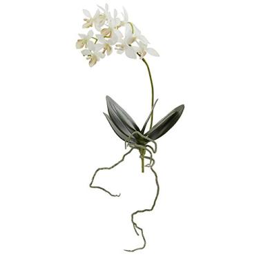 Imagem de Nearly Natural Mini orquídea Phalaenopsis artificial de 33 cm (conjunto com 6) flores de seda brancas