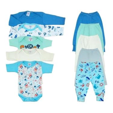 Imagem de Kit 10 Pçs Maternidade Roupa Bebê Body e Mijão Menino Menina