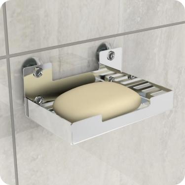 Imagem de Porta Sabonete Para Banheiro Saboneteira Inox Ventosa ELG