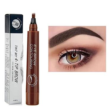 Imagem de Anvirtue Caneta de contorno para sobrancelha à prova d'água lápis natural 4 cabeças microblading pontas de garfo de tatuagem delineador de pincel ferramentas de maquiagem para os olhos