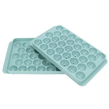Imagem de Bandeja de cubos de gelo,molde de cubo de gelo redondo de 33 grades para freezer com tampa PP de grau aliment¨ªcio de libera??o r¨¢pida molde de fabricante de bola (Blue), Bandeja de cubos gelo Fa