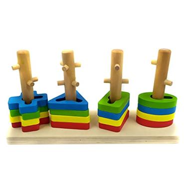 Imagem de Brinquedo Educativo Pirâmides Formas Geométricas 17 Peças