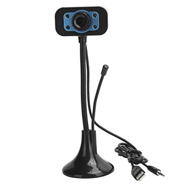 Imagem de ASHATA Webcam de vídeo USB de mesa, câmeras de webcam com foco manual sem drive, com microfone externo, câmera web USB com microfone, suporte, portátil