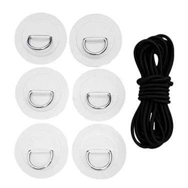 Imagem de Homyl Anel em D de aço inoxidável premium com patch de PVC e cabo de choque de 5 mm para kit de equipamentos de canoas de caiaque inflável para barco com jangada e prancha de caiaque, branca