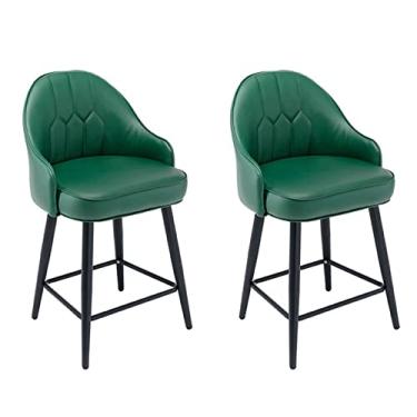 Imagem de Bancos De Bar De Altura Da Cozinha Janeta De 2 Com Costas, Cadeiras De Bar De Jantar Em Casa, Pu Coloque Em Couro Black Chrome Seat Estofado, Para Pubs, Balcão, Ilha Da Cozinha, Sala De Jantar