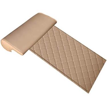 Imagem de KRASS Almofada de assento de carro com travesseiro de apoio de perna confortável, descanso de pernas almofada de couro estendido para condução de longa distância para carros ônibus trens escritório casa, bege, colecionador88