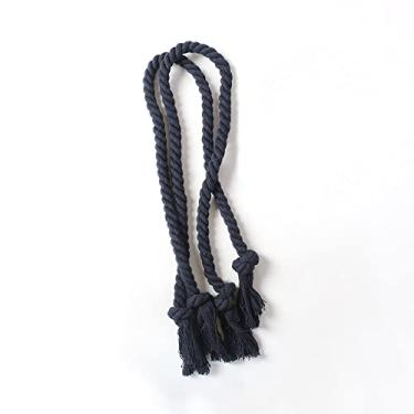 Imagem de 2/4/8 Pçs Cortina Decoração Tiebacks Cortina Titular de Corda Gravata Handmade Tecida Corda de Cânhamo Retenções Fivela Acessórios de Cortina, Azul Marinho, Pacote de 4 Pçs