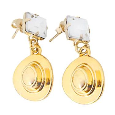 Imagem de Brincos Feminino Pingente Chapéu Country Banhado Semijoia