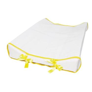 Imagem de Trocador Americano De Bebê Branco Com Abas E Capa De Plástico Amarelo