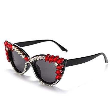 Imagem de Óculos de sol de luxo moda vintage olho de gato diamante feminino masculino cristal strass óculos de sol designer tons óculos, 4, tamanho único