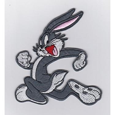 Imagem de BUG BUNNY Running Looney Tunes Funny Cartoon - Emblemas de passar a ferro/costurar/aplicar/bordado 10 cm x 4,5 cm