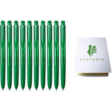Imagem de Uni-Ball Signo RT1 0.28mm - Smooth Ink Flow Gel pen, Retractable Gel Ink Pen, Ultra Micro Point, Green - Pack of 10, Sticky Notes Value Set