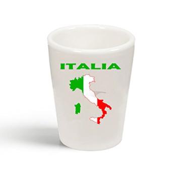 Imagem de Copo de vidro de shot de cerâmica Italia Italy original com nome do país