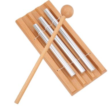Imagem de Conjunto de martelos de tambor de sino de vento de 3 polos, instrumento de percussão de xilofone educacional infantil com martelo instrumento de percussão xilofone com martelo férias