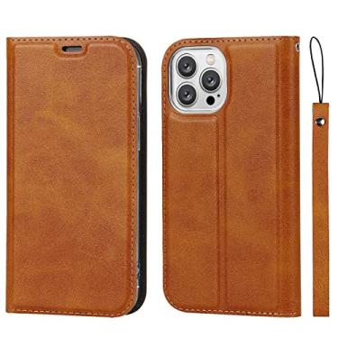Imagem de YINGDAFENG Capa carteira para iPhone 14/14 Pro/14 Plus/14 Pro Max, capa flip de couro PU com suporte e slots para cartão, capa protetora interna de TPU à prova de choque, amarelo, 14pro 6,1 polegadas