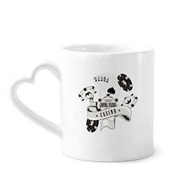 Imagem de Baralho de cartas fichas utensílios de jogo caneca padrão café cerâmica copo de coração de vidro