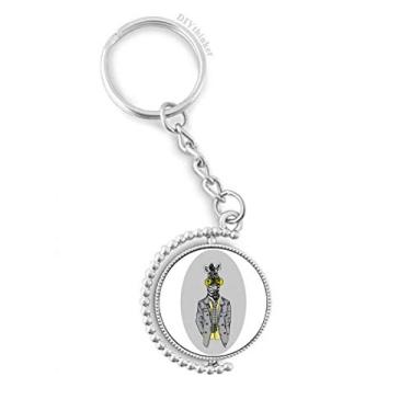 Imagem de Óculos amarelos cinza Pinto popular animal giratório chaveiro anel acessórios disco clipe de corrente, Multicor