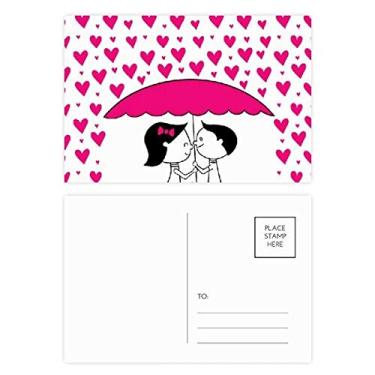 Imagem de Conjunto de cartão postal de casal beijando dia dos namorados cartão de agradecimento de aniversário