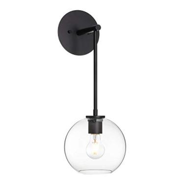 Imagem de XiNBEi Lighting Arandela de parede, 1 luz globo de vidro retrô banheiro vaidade luz acabamento preto fosco XB-W1263-MB