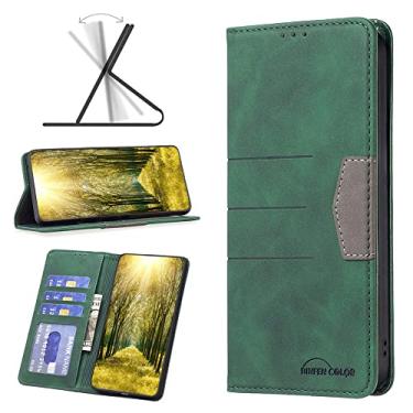 Imagem de Capas de telefone magnéticas combinando de cores para Samsung Galaxy A14 5G Capa de couro com slots para cartão de visita Capa à prova de choque Samsung A14 5G Shell para telefone (verde, Samsung A14 5G)