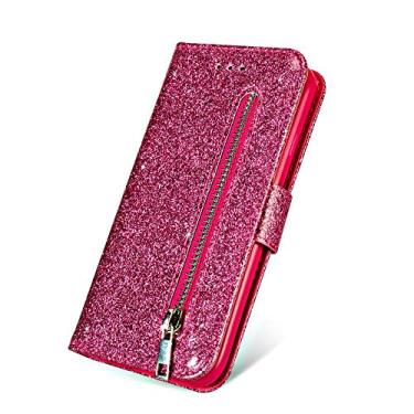 Imagem de Estojo carteira de couro flip com compartimentos para cartões brilhantes para Samsung S6 S7 S8 S9 S10 S20 Plus S20FE 5G Note 8 9 10 Capa, rosa, para Samsung S9 Plus