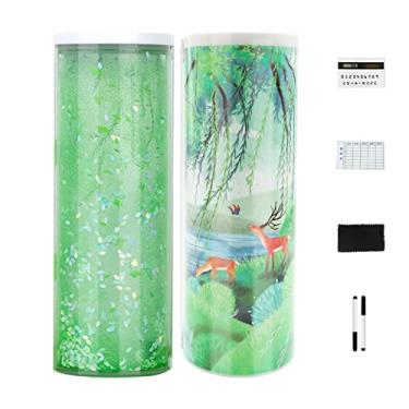 Imagem de LUGU Estojos pa lápis Estante multifuncional areia movediça izador de estojos pa c a dupla camada cilíndrica bonito suporte pa bolsa com espelho Calculado de bloco de notas apagável