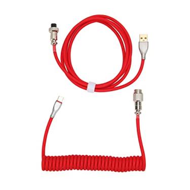 Imagem de Cabo de Teclado Em Espiral Personalizado, Cabo de Teclado Mecânico para a Maioria Dos Teclados de Jogos Mecânicos USB C (Vermelho)