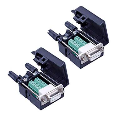 Imagem de Anmbest 2 peças DB9 Solderless RS232 D-SUB Serial para 9 pinos Porta Terminal Macho Adaptador Conector Placa de breakout com caixa Parafusos Longos Tubo Cauda (2 peças Fêmeas)