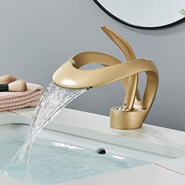 Imagem de Torneira para lavatório de banheiro cinza latão torneira misturadora em cascata estilo torneira misturadora de água quente e fria, guindaste, 2