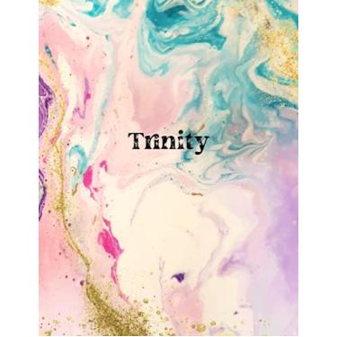 Imagem de Trinity: Capa Estilo Água Cor - Caderno Personalizado com Nome | Diário de Caderno de Papel Largo | Para Adolescentes Crianças Estudantes Meninas | Para Escola em Casa | 21,5 x 28 cm 160 páginas