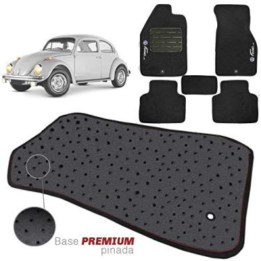 Imagem de Jogo de Tapete Carpete Tevic Pinado Volkswagen Fusca 1959 Até 1996 Impermeável Lavável Logo Bordado 5 Peças