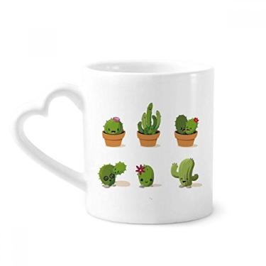 Imagem de Suculentas de cacto com ilustração de plantas em vaso Caneca de café cerâmica copo de coração de vidro