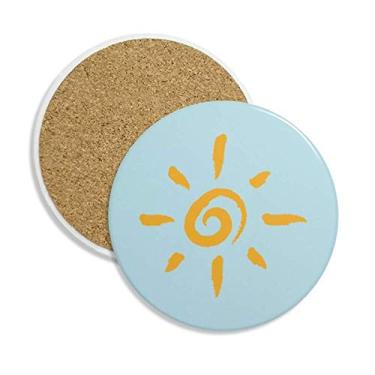 Imagem de Pintura à mão sol amarelo copo copo copo copo proteção mesa pedra absorvente