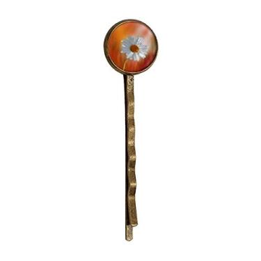Imagem de Bandana de cabelo de metal retrô laranja e branco escuro com lindas flores