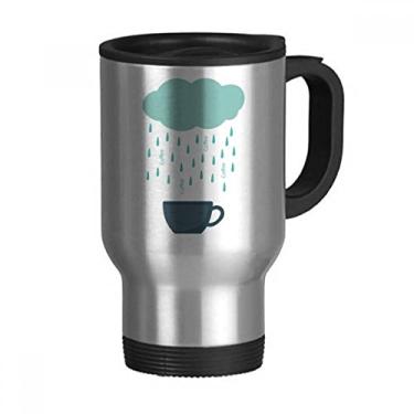 Imagem de Caneca de viagem Rain Cloud Cup Smile Face Weather com tampa flip em aço inoxidável copo de carro copo térmico