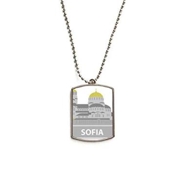 Imagem de DIYthinker Sofia Bulgaria Colar de aço inoxidável com pingente de identificação de cachorro com padrão de marco cinza