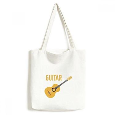 Imagem de Bolsa de lona com estampa azul ilustrada de guitarra musical bolsa de compras casual bolsa de mão