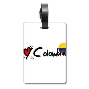 Imagem de I Love Colombia Palavra Bandeira Love Coração Ilustração Bolsa Etiqueta Bagagem Cartão Scutcheon Etiqueta