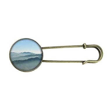 Imagem de Broche de metal retrô Sunshine Mountains Sky Fog Nature