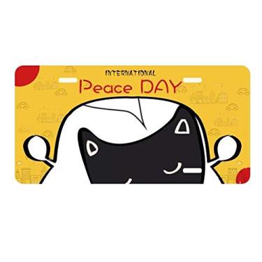 Imagem de DIYthinker Placa de carro Black Cat Head Mewing Animal Placa de carro Decoração Dia da Paz