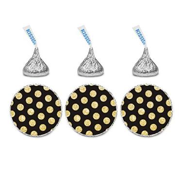 Imagem de Adesivos Andaz Press Chocolate Drop Labels, Aniversário, GOLD GLITTER DOTS BLACK, 1