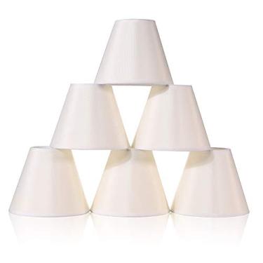 Imagem de Persiana de lâmpada Wellmet, persianas de lâmpada Chandelair de linho natural, encaixe para as luzes de vela E12, Empire-3x6x5 inches, Cream White