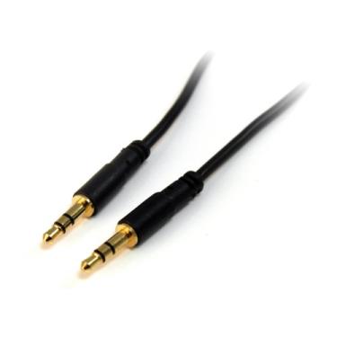 Imagem de StarTech. com cabo de áudio de 3,5 mm – fino – M/M – cabo auxiliar – cabo de áudio macho para macho – cabo auxiliar – cabo de fone de ouvido – cabo auxiliar (MU3MMS), preto