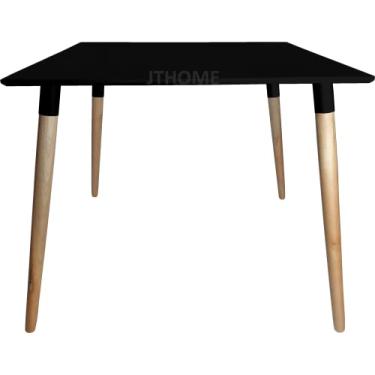 Imagem de Mesa Jantar Quadrada Ayme Madeira MDF Pé Canhão Eucalipto (Preto, 90cm Diâmetro)