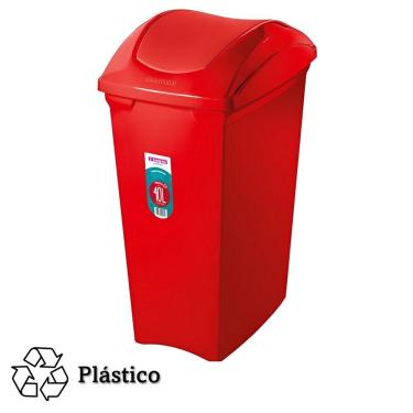 Imagem de Lixeira 40 Litros Seletiva Vermelha Para Plástico Cesto De Lixo Tampa Basculante - SR64/22 Sanremo