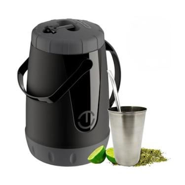 Imagem de Kit Tereré 1 Garrafa Térmica 2,5L Unitermi 1 Copo Cuia De Inox 200ml 1 Bomba Lisa Cor: Preto