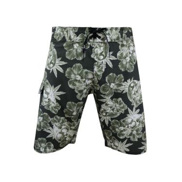 Imagem de Bermuda Água Alkary Caveira Folhas Preta-Masculino