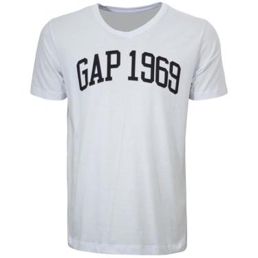 Imagem de Camiseta GAP 1969 V Neck Branca Masculina-Masculino